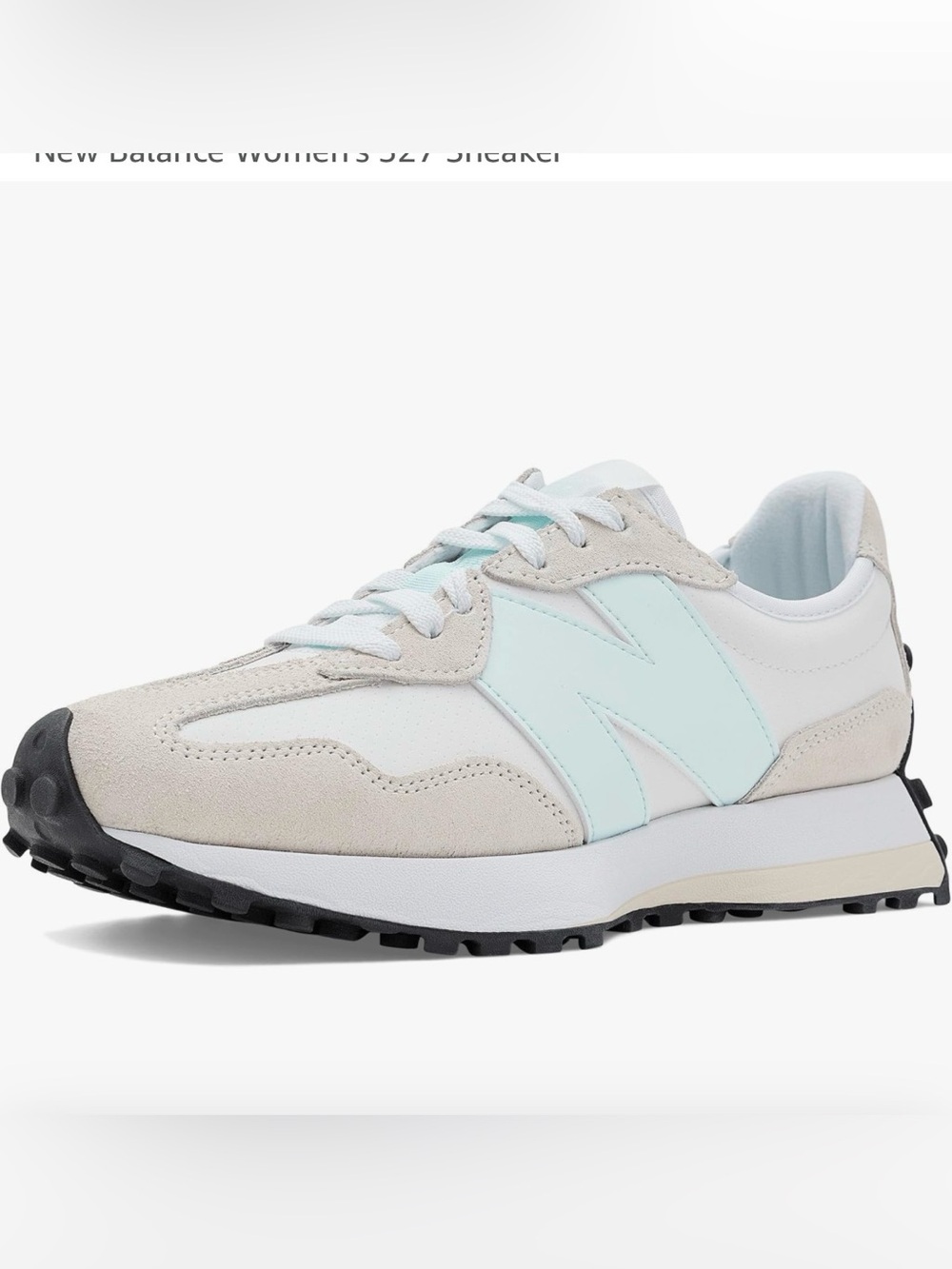 New Balance Women's 327 Sneakers. Sz 7. White and Pale Blue. Black soles.